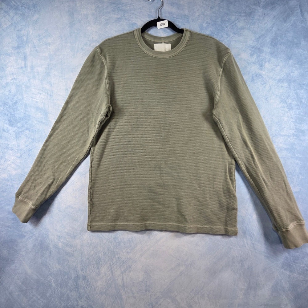 Citizens of Humanity Mens Sage Green Waffle Knit Thermal Long‎ Sleeve Shirt M